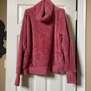 Mauve fuzzy cowl neck sweatshirt